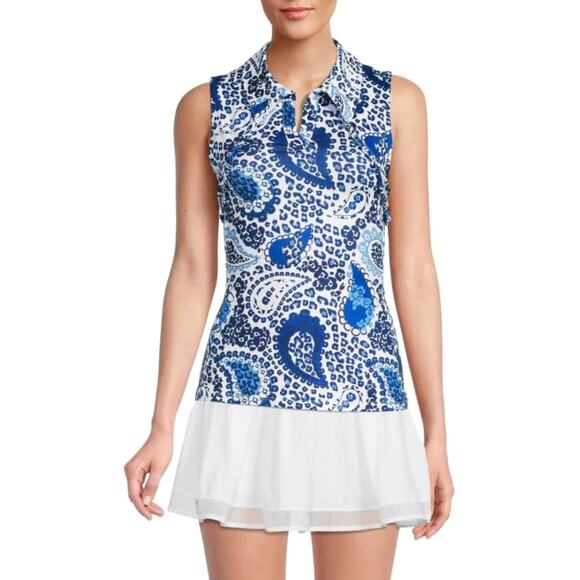 NWT Gottex Women's Moisture wicking UPF 50 Ruffle Golf Tennis Tank Top - Picture 1 of 5